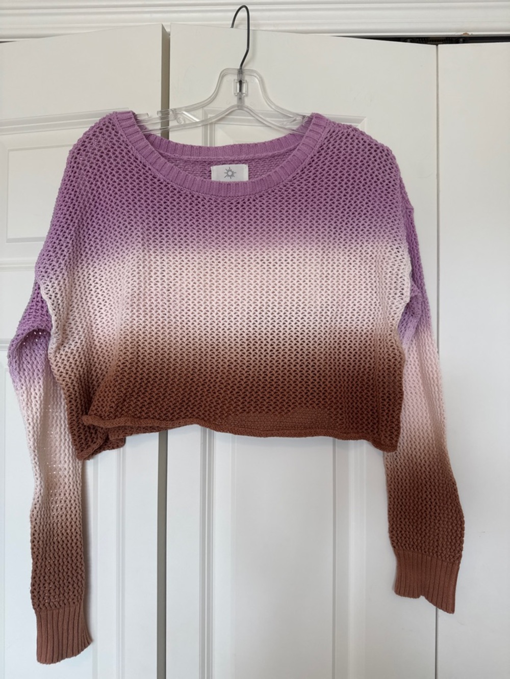 Aerie Offline Ombré Cropped Knit Sweater - Lavender to Brown